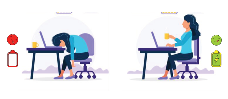 Low energy due to hormone imbalance compared to high energy due to natural hormone optimization